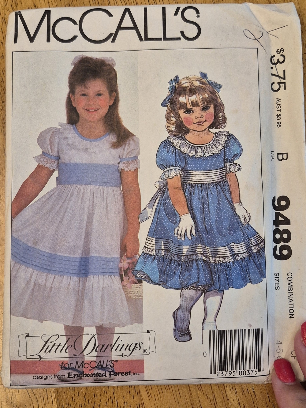 Mccall's 9489 Vintage 1985 Sewing Pattern Dress Girls Sz 4 5 & 6